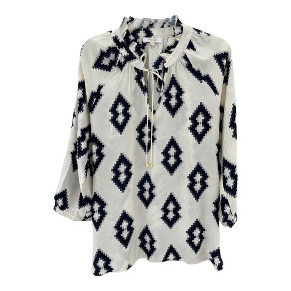 Britt Ryan Silk Geometric Long Sleeve Blouse Sz M - Picture 4 of 13